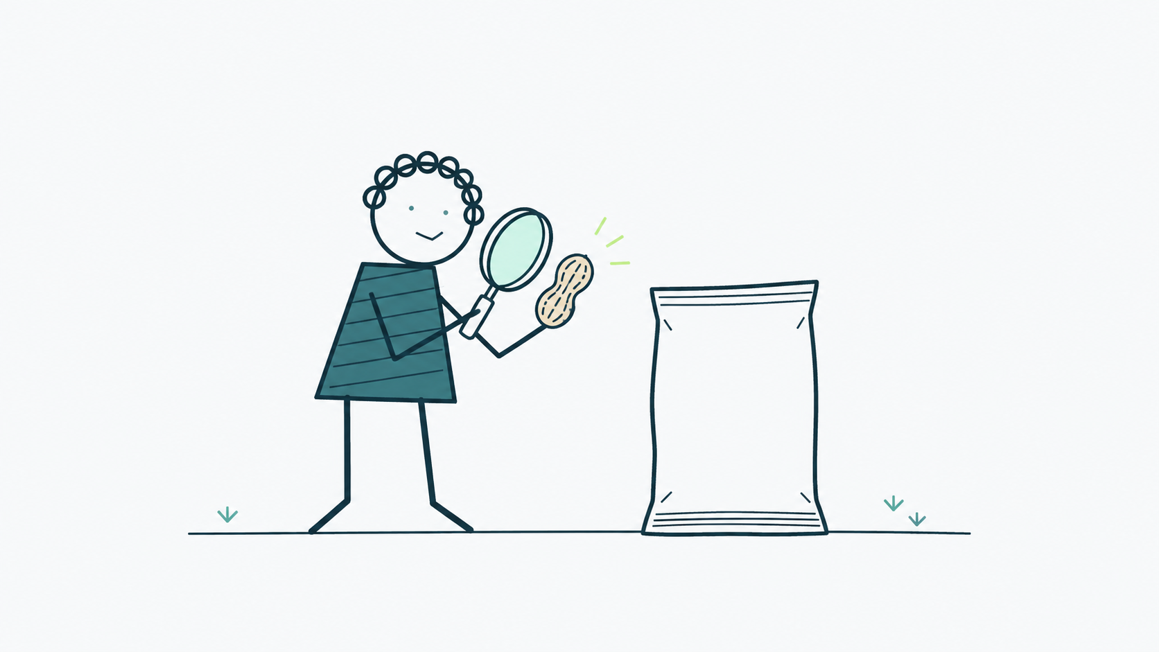 Revisión de un ingrediente y su envase, ilustración editorial