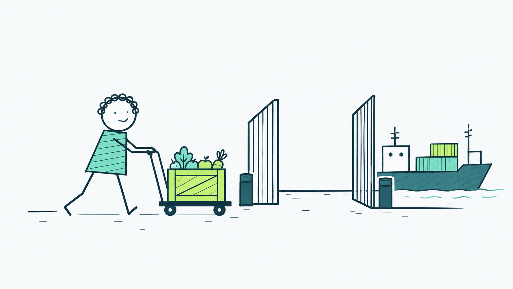 Alimentos que se preparan para exportación, ilustración editorial