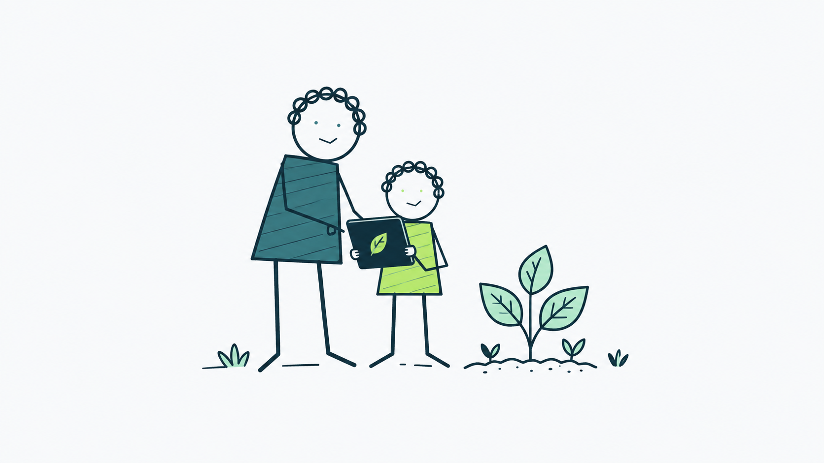 Personas que utilizan tecnología en el campo, ilustración editorial
