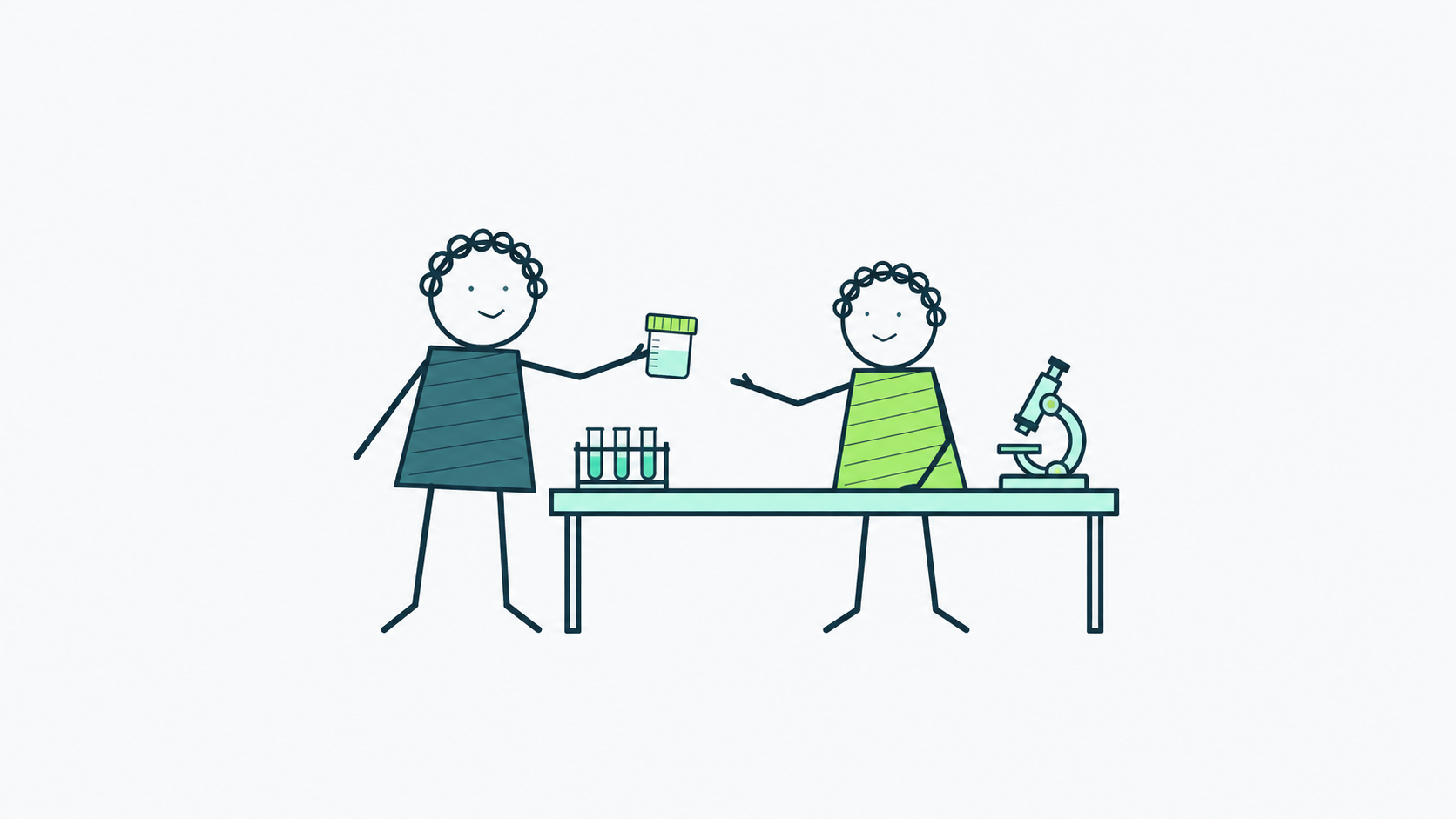Colaboración en un laboratorio, ilustración editorial