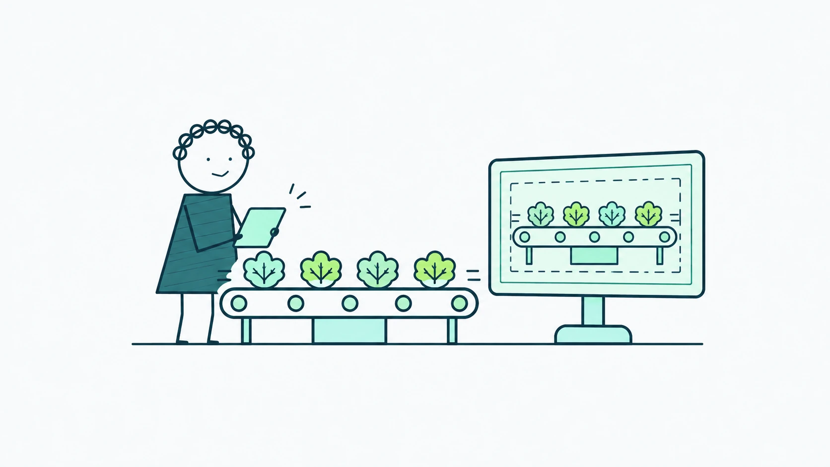 Ilustración editorial sobre qué es un gemelo digital y qué podría aportar a una planta de alimentos